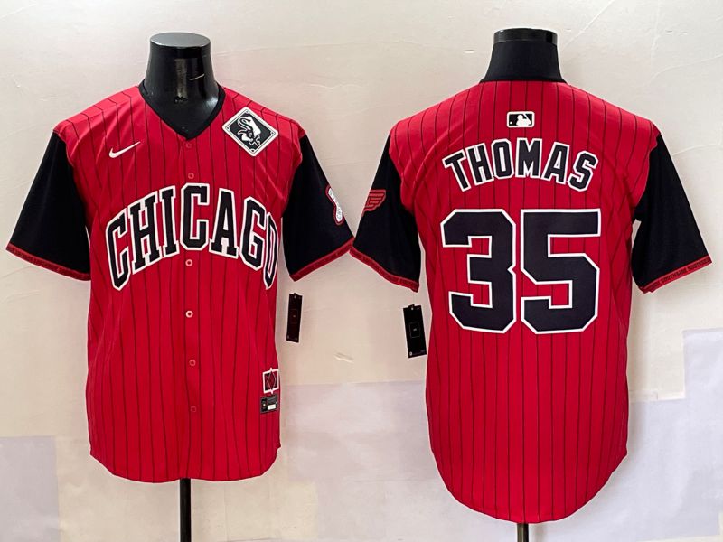 Men 2025 Chicago White Sox #35 Thomas Red Stripe Joint Name Nike MLB Jersey style 44->chicago white sox->MLB Jersey
